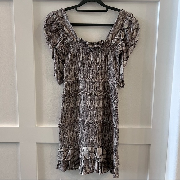Olivaceous | Dresses | Nwt Snake Print Smocked Ruffle Dress | Poshmark